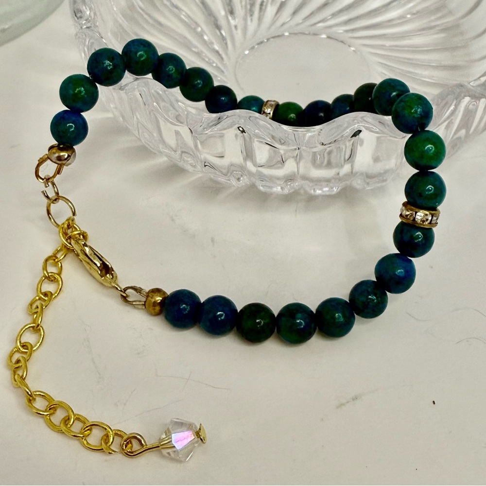 Chrysocolla beaded bracelet size 6.5 with 3” extension - Picture 2 of 5